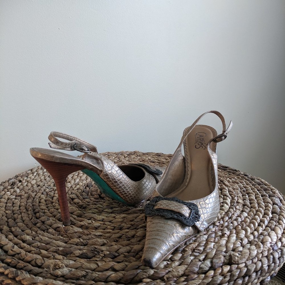 Carlos Santana Pointed Toe Faux Gator Slingback 8 - Picture 2 of 12